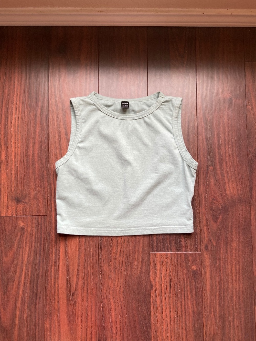 Sage Cropped Sleeveless Top Cotton Blend Women L